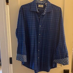 Nautica Men's Navy Plaid Button-Down Shirt